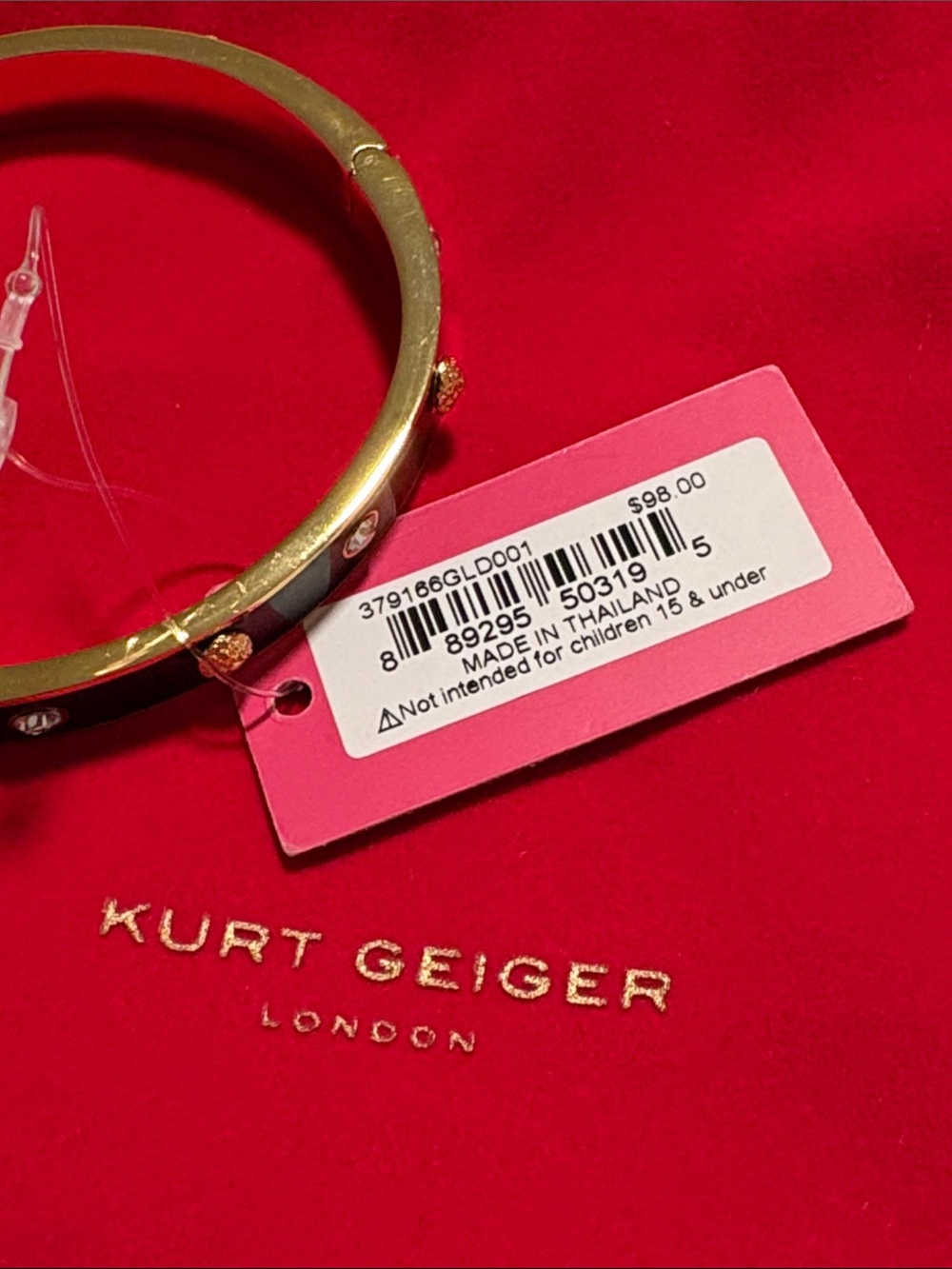 NWT Kurt Geiger London Black Enamel & Gold Bangle With Dustbag - Picture 6 of 6